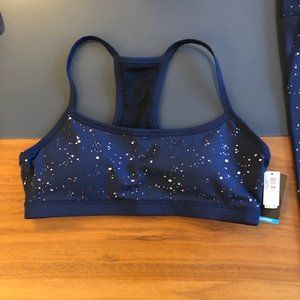 GapFit Navy Racerback Rose Gold Splatter Print (M) NWT (Bra ONLY)